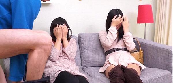  Subtitled CFNM Japanese friend watches surprise blowjob